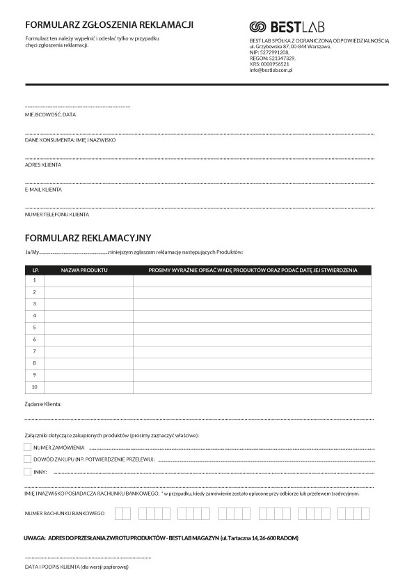 Formularz reklamacji