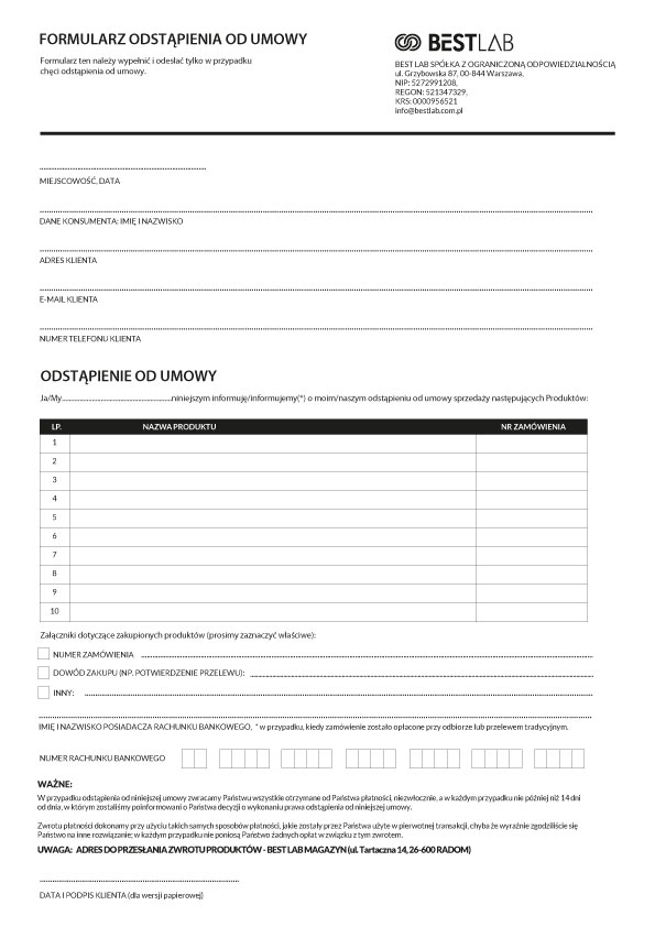 Formularz zwrotu